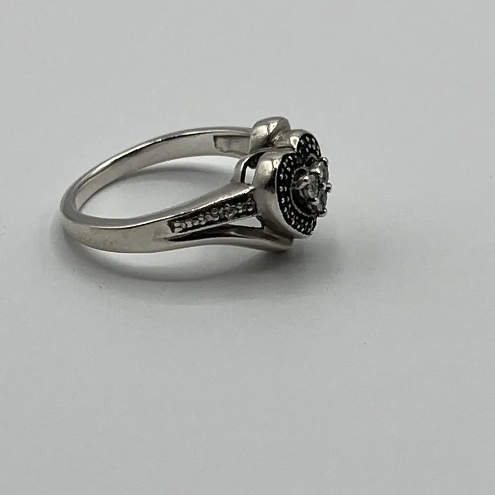 Sterling Silver Size 7 Elevated Heart Ring 925 Vintage